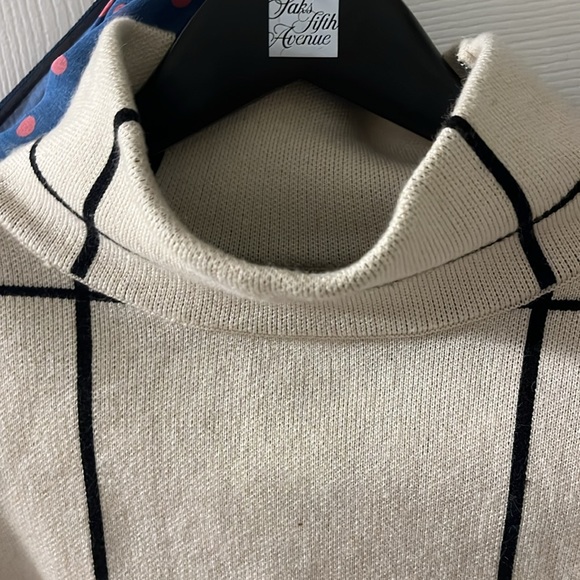 Chic Wish Drop Shoulder Wool Mock Neck Sweater Grid Turtleneck Windowpane - Picture 12 of 15